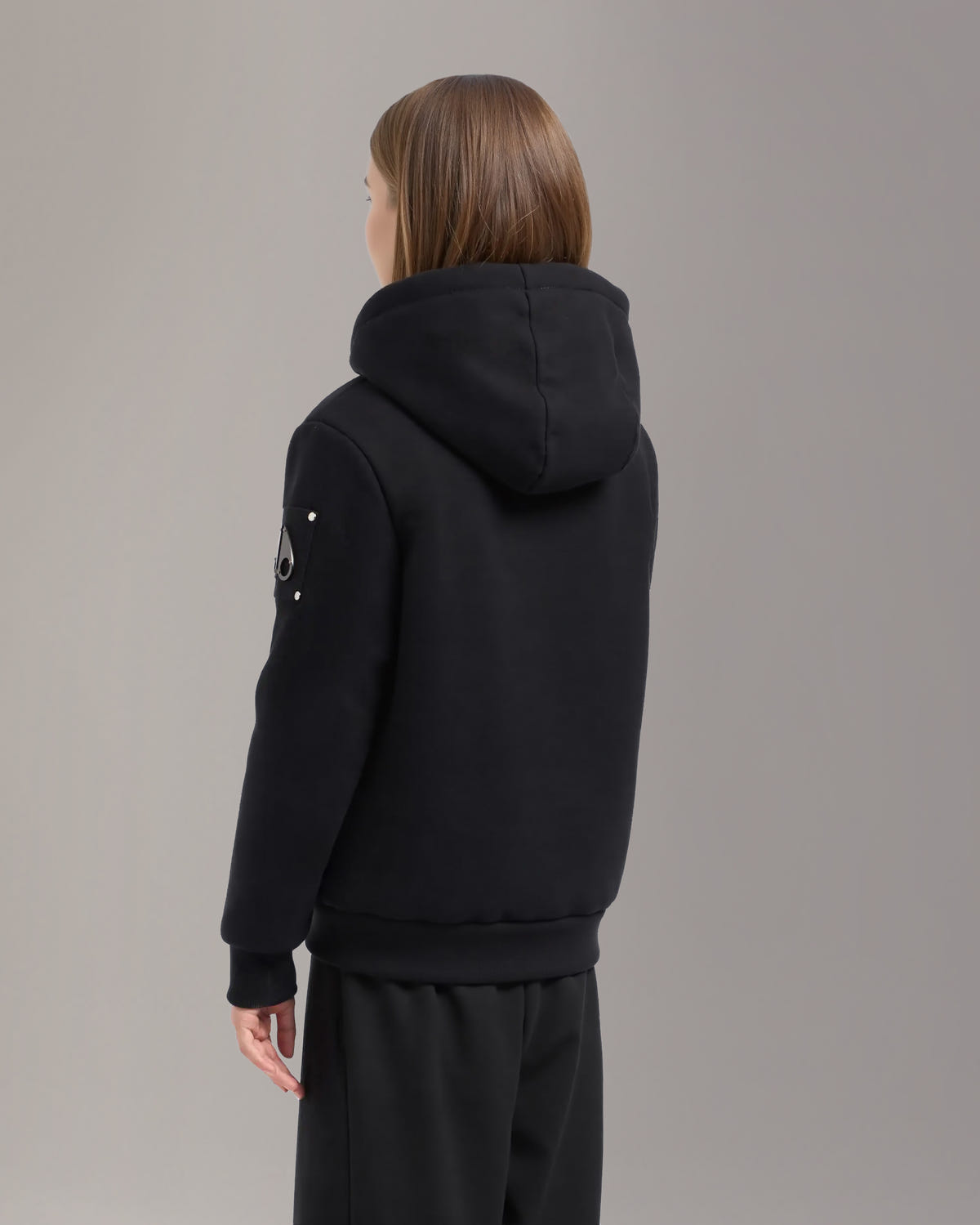 Moose Knuckles - M32US661 - Kids Classic Bunny Hoodie - KIDS - Black / White Faux Fur - Back