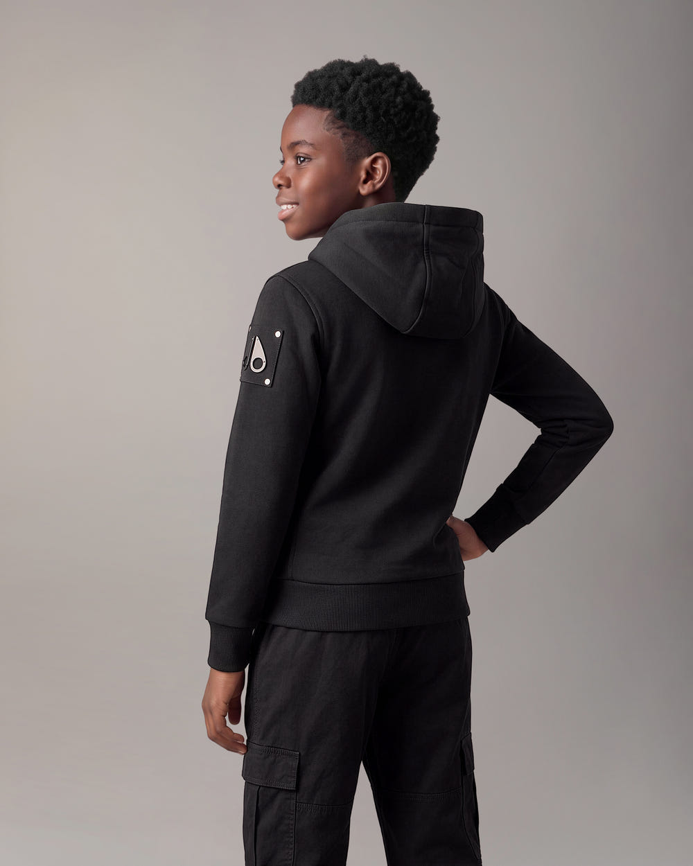 Moose Knuckles - M32US661 - Kids Classic Bunny Hoodie - KIDS - Black / Shiny Black - Back