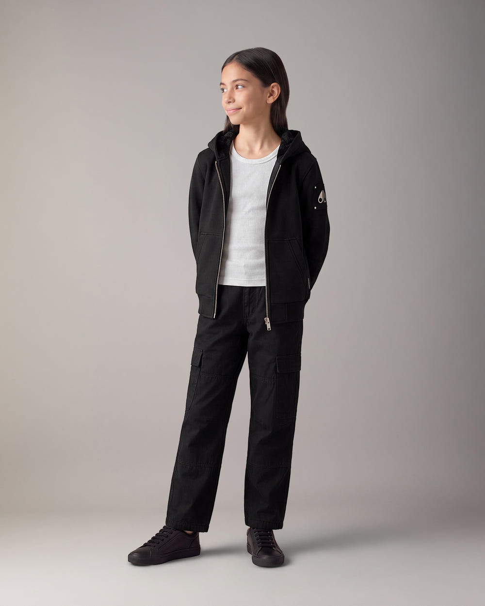 Moose Knuckles - M32US661 - Kids Classic Bunny Hoodie - KIDS - Black / Shiny Black - Detail5