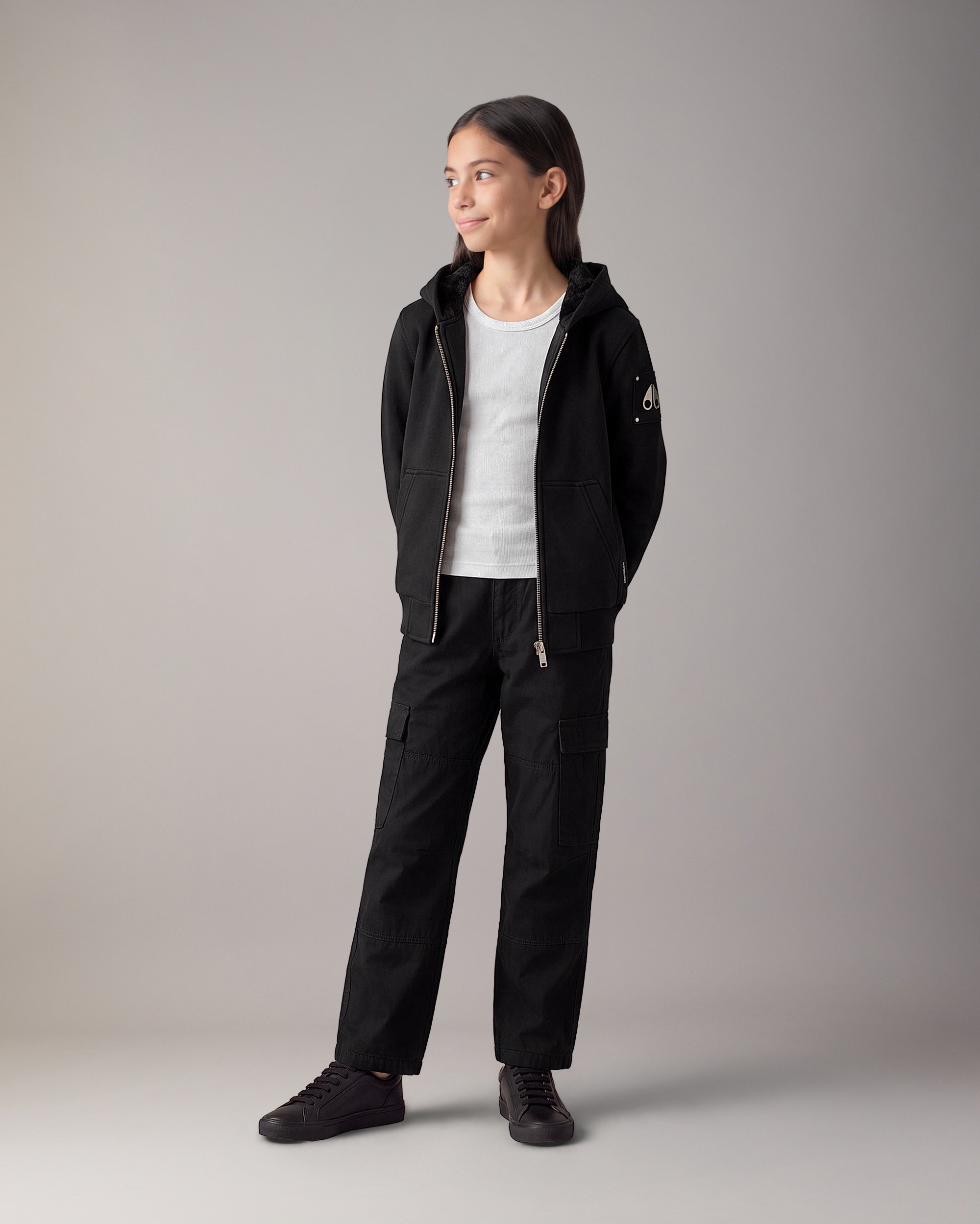 Moose Knuckles - M32US661 - Kids Classic Bunny Hoodie - KIDS - Black / Shiny Black - Detail5