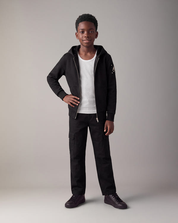 Moose Knuckles - M32US661 - Kids Classic Bunny Hoodie - KIDS - Black / Shiny Black - Front