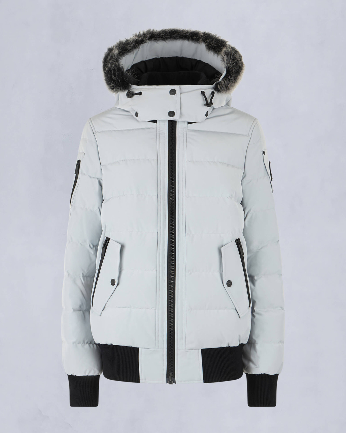 Moose Knuckles - M33LB015S - Onyx Ladriere Shearling Bomber Jacket - WOMENS - Grey birch / ice sgerling  - GM