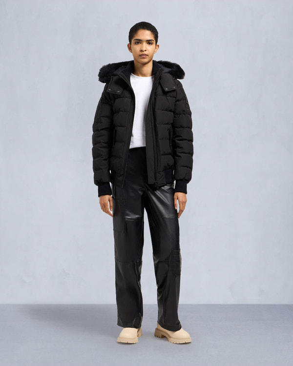 Moose Knuckles - M33LB015S - Onyx Ladriere Shearling Bomber Jacket - WOMENS - Black / Black Shearling - Front Category