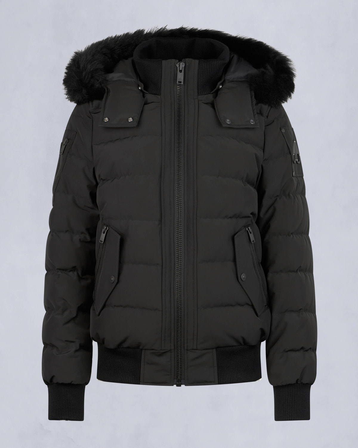 Moose Knuckles - M33LB015S - Onyx Ladriere Shearling Bomber Jacket - WOMENS - Black / Black Shearling - GM