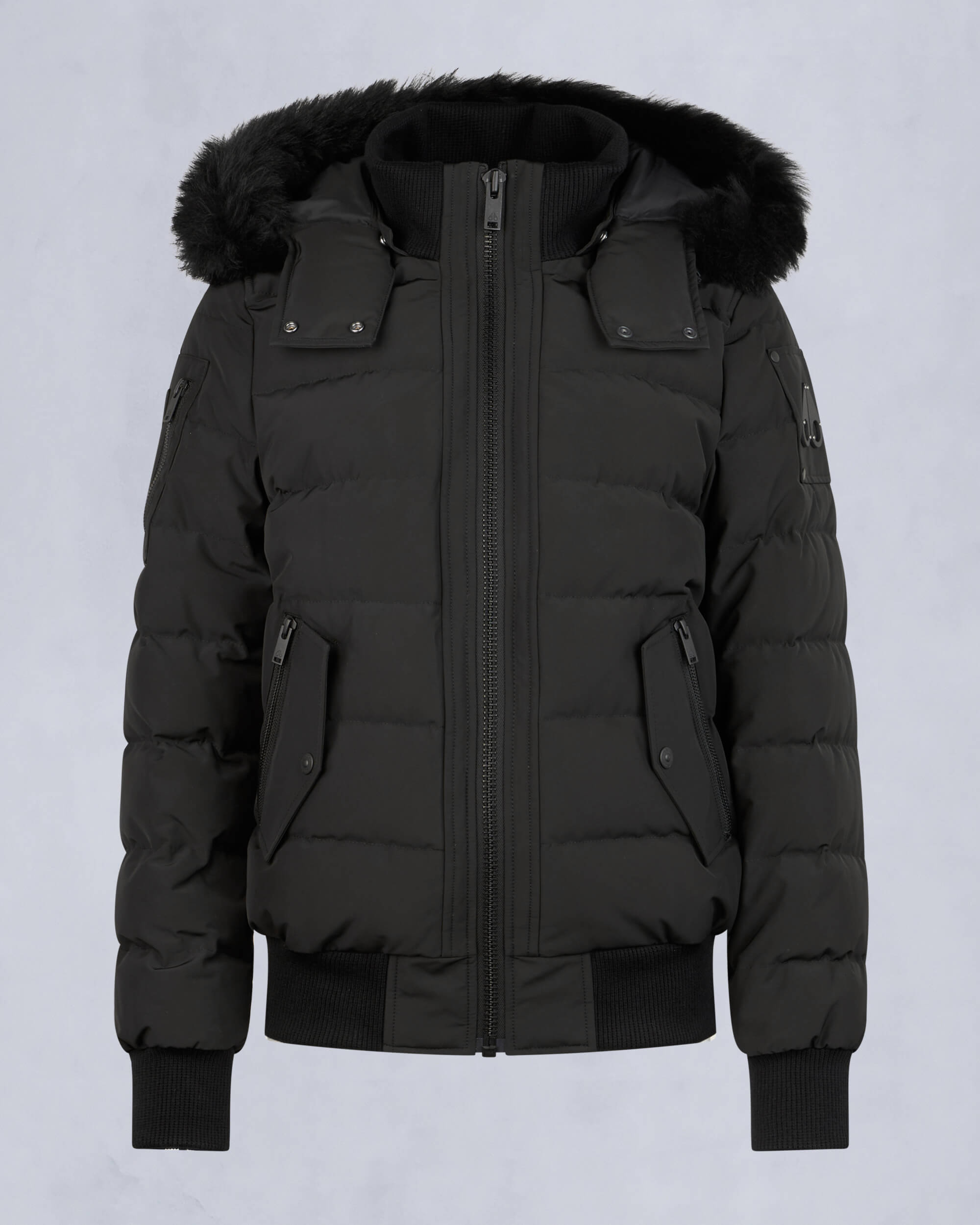 Moose Knuckles - M33LB015S - Onyx Ladriere Shearling Bomber Jacket - WOMENS - Black / Black Shearling - GM