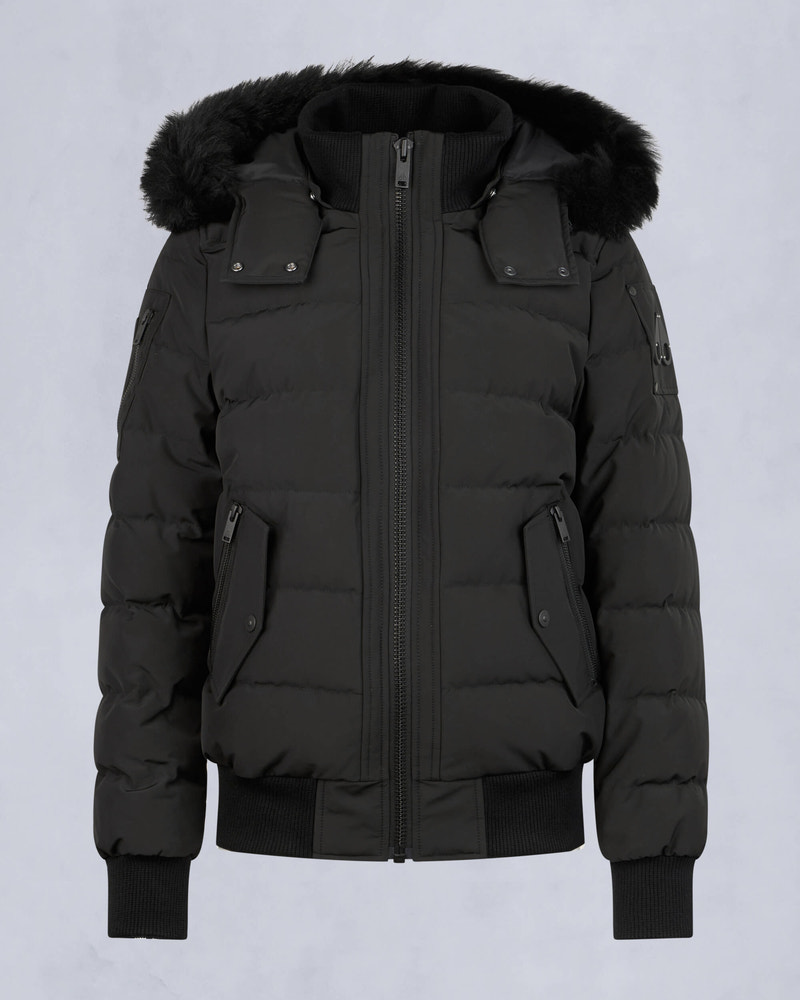 Moose Knuckles - M33LB015S - Onyx Ladriere Shearling Bomber Jacket - WOMENS - Black / Black Shearling - GM