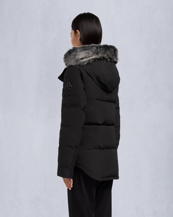 Moose Knuckles - M33LJ113S - Onyx Anguille Shearling Jacket - WOMENS - Black / ice sherling  - Back