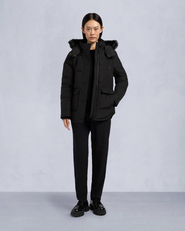 Moose Knuckles - M33LJ113S - Onyx Anguille Shearling Trim Jacket - WOMENS - Black / ice sherling  - Front Category