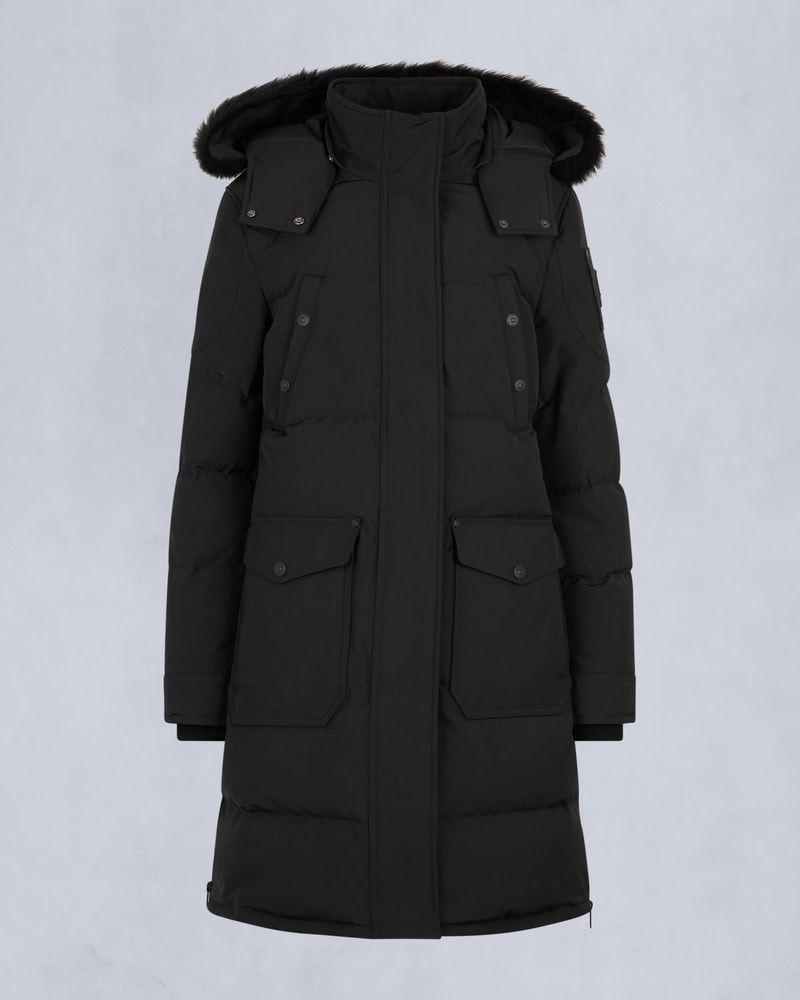 Moose Knuckles - M33LP211S - Onyx Shearling Trim Causapscal Parka - WOMENS - Black / Black Shearling - GM