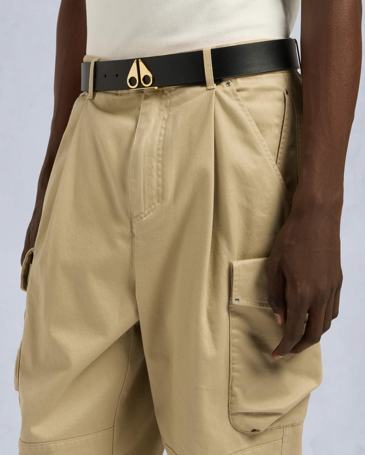 Moose Knuckles - M33MA509G - Logo Icon Belt Gold  - ACCESSORIES - Gold - Front
