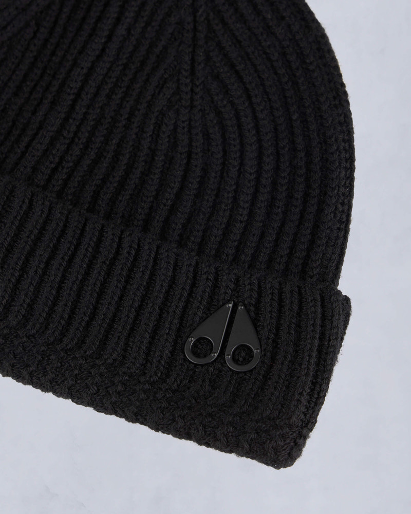 Moose Knuckles - M33MA518 - Logo Ribbed Beanie - ACCESSORIES - Black - Detail1