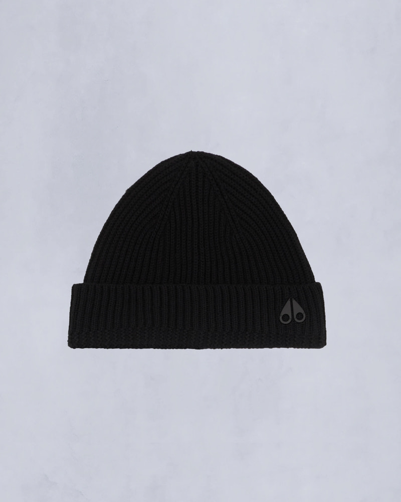Moose Knuckles - M33MA518 - Logo Ribbed Beanie - ACCESSORIES - Black - Front Category