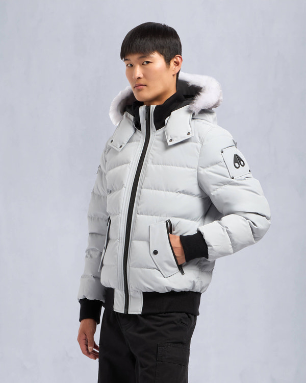 Moose Knuckles - M33MB014S - Onyx Scotchtown Shearling Trim Bomber Jacket - MENS - Grey Birch /Natural - Front