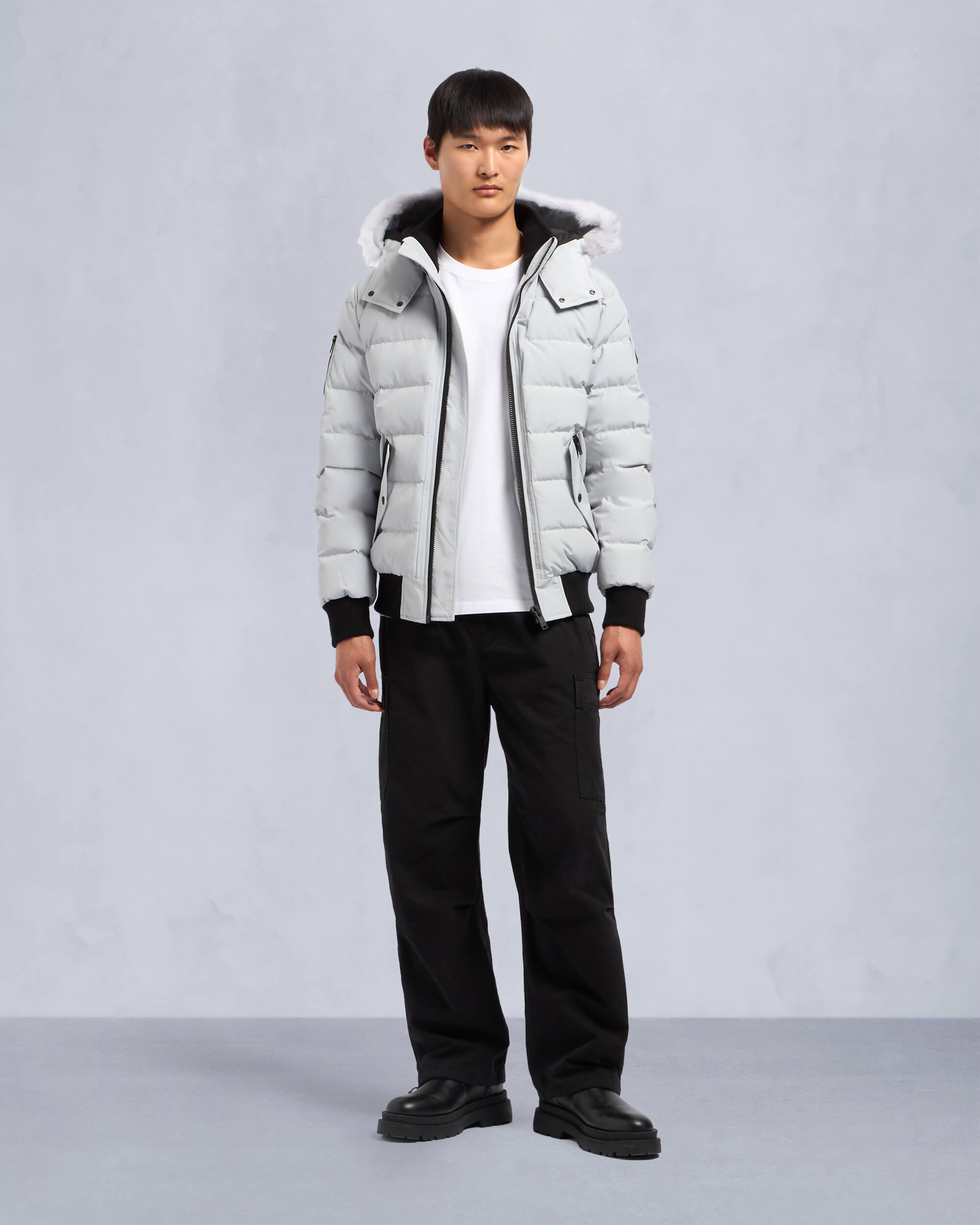 Moose Knuckles - M33MB014S - Onyx Scotchtown Shearling Bomber Jacket - MENS - Grey Birch /Natural - Front Category