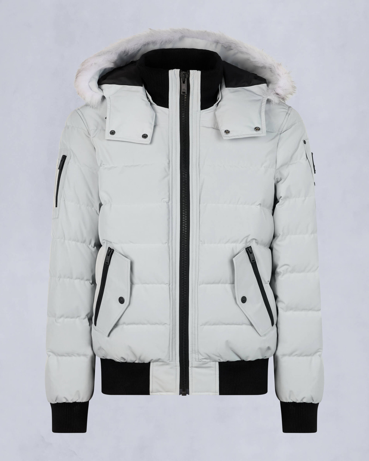 Moose Knuckles - M33MB014S - Onyx Scotchtown Shearling Trim Bomber Jacket - MENS - Grey Birch /Natural - GM