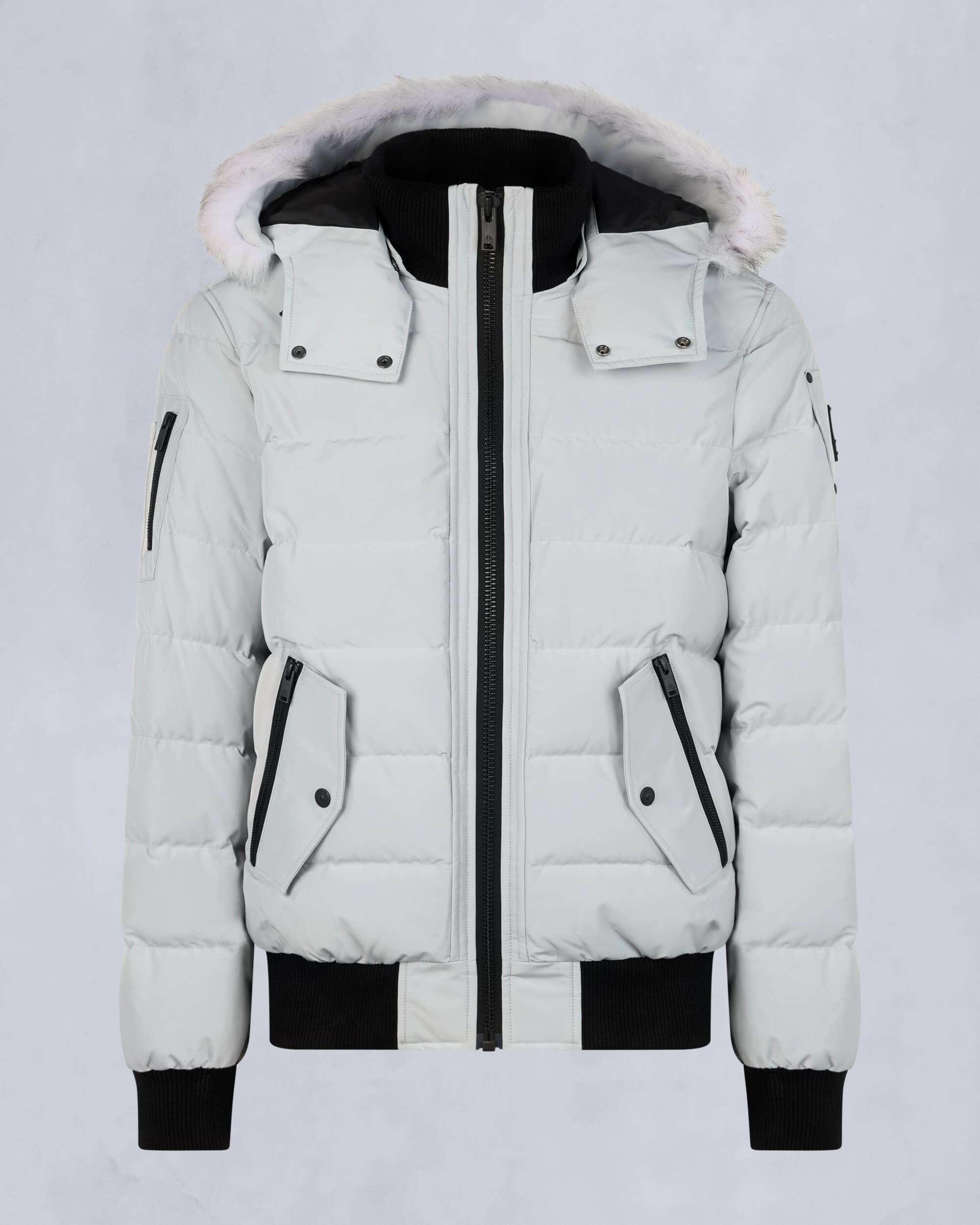 Moose Knuckles - M33MB014S - Onyx Scotchtown Shearling Trim Bomber Jacket - MENS - Grey Birch /Natural - GM