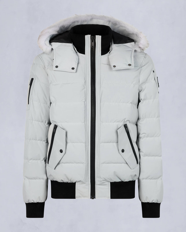 Moose Knuckles - M33MB014S - Onyx Scotchtown Shearling Trim Bomber Jacket - MENS - Grey Birch /Natural - GM