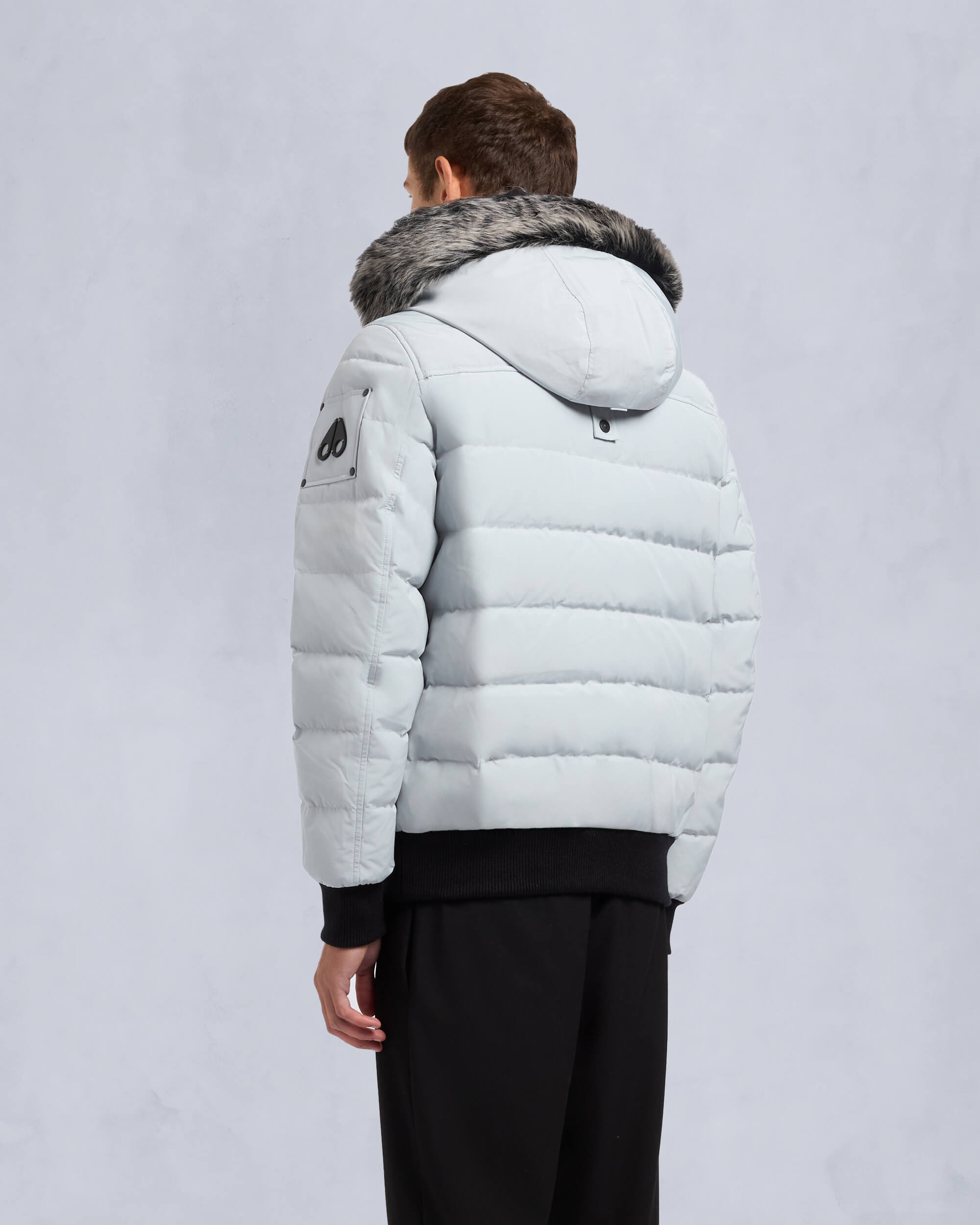 Moose Knuckles - M33MB014S - Onyx Scotchtown Shearling Bomber Jacket - MENS - Grey birch / ice sgerling  - Back