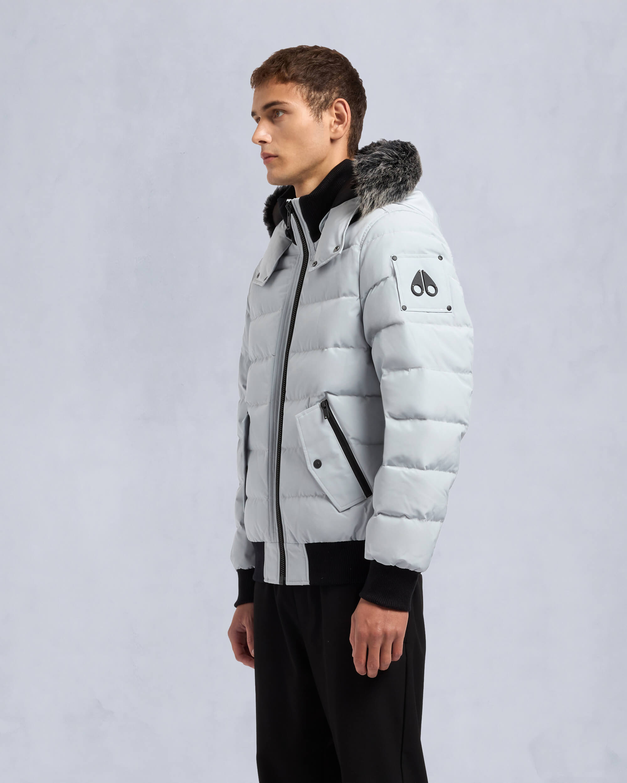 Moose Knuckles - M33MB014S - Onyx Scotchtown Shearling Bomber Jacket - MENS - Grey birch / ice sgerling  - Front