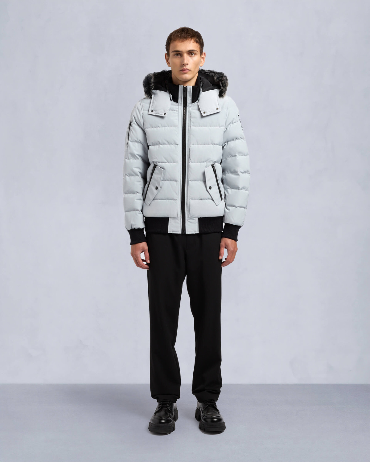 Moose Knuckles - M33MB014S - Onyx Scotchtown Shearling Bomber Jacket - MENS - Grey birch / ice sgerling  - Front Category