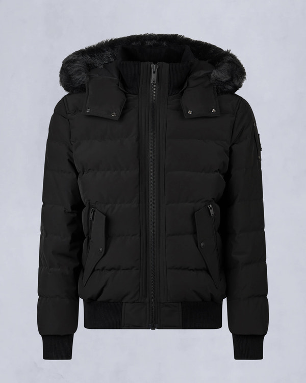 Moose Knuckles - M33MB014S - Onyx Scotchtown Shearling Bomber Jacket - MENS - Black / Black Shearling - GM