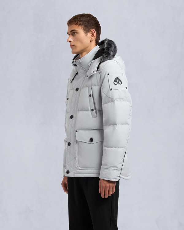 Moose Knuckles - M33MJ122S - Onyx Round Island Shearling Trim Jacket - MENS - Grey birch / ice sgerling  - Front