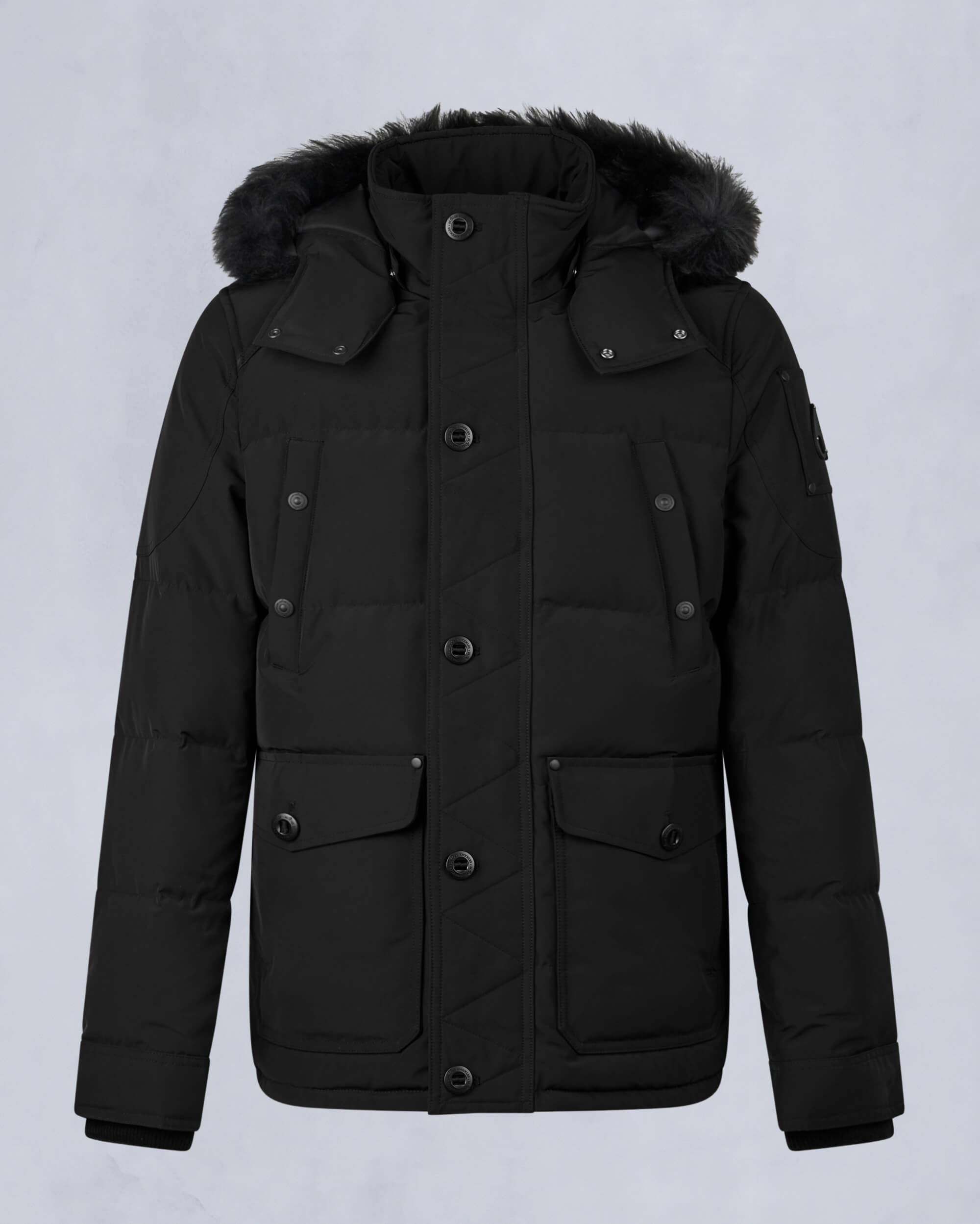 MOOSEKNUCKLES♦ ONYX CAUSAPSCAL ロングダウンジャケット Moose Knuckles Onyx Causapscal Shearling Trim Down Parka