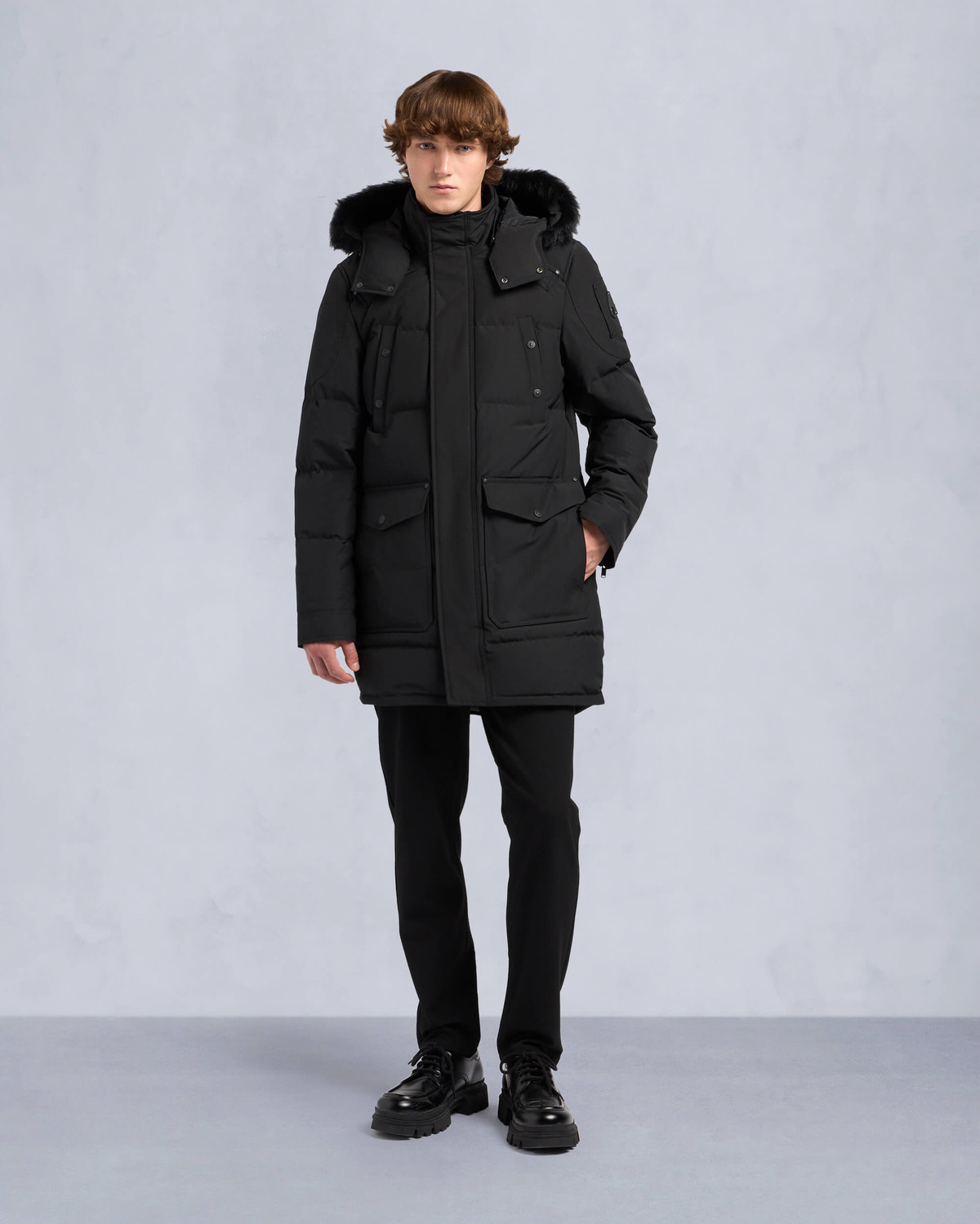 Moose Knuckles - M33MP210S - Onyx Shearling Trim Big Ridge Parka - MENS - Black / Black Shearling - Front Category