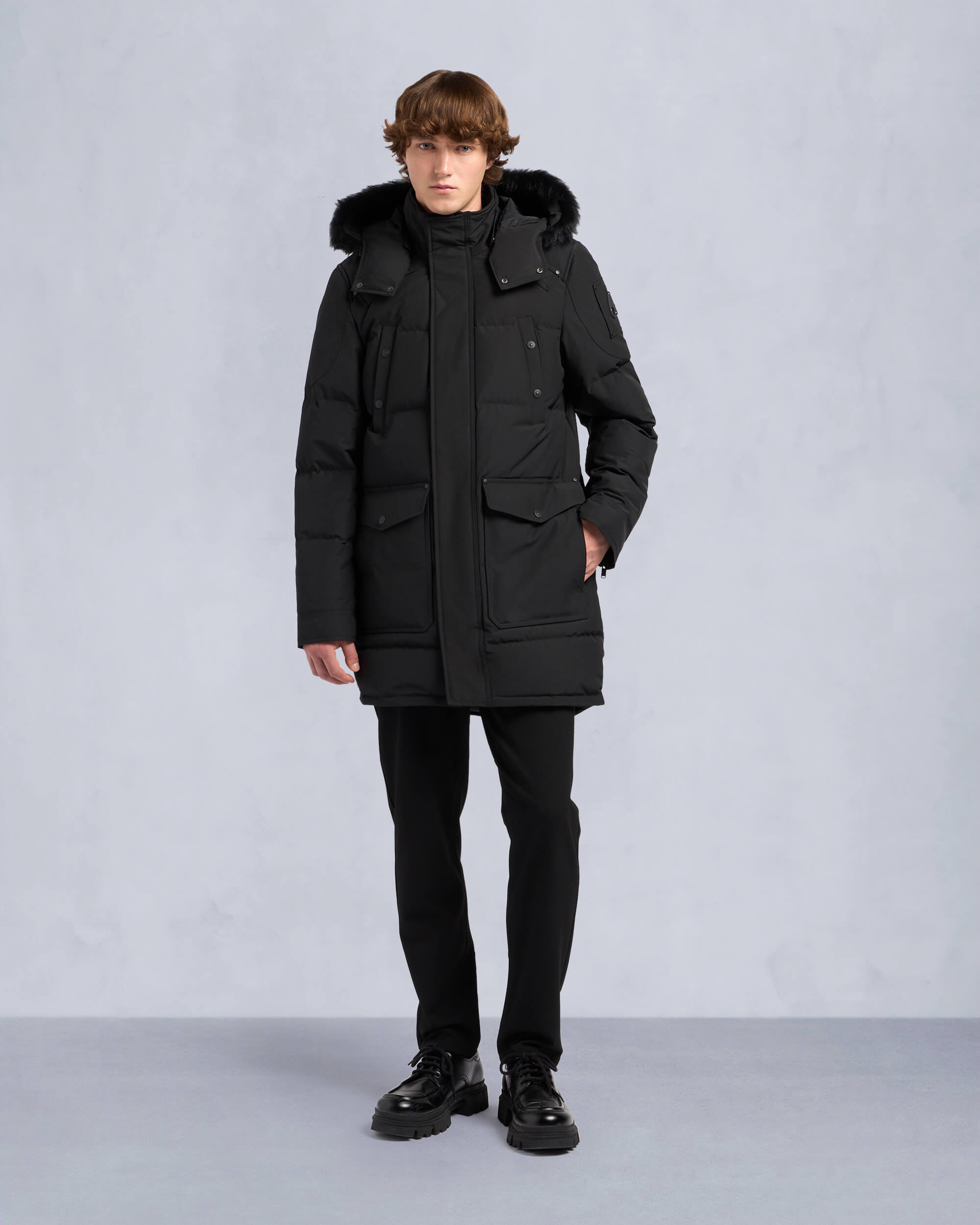 Moose Knuckles - M33MP210S - Onyx Shearling Trim Big Ridge Parka - MENS - Black / Black Shearling - Front Category