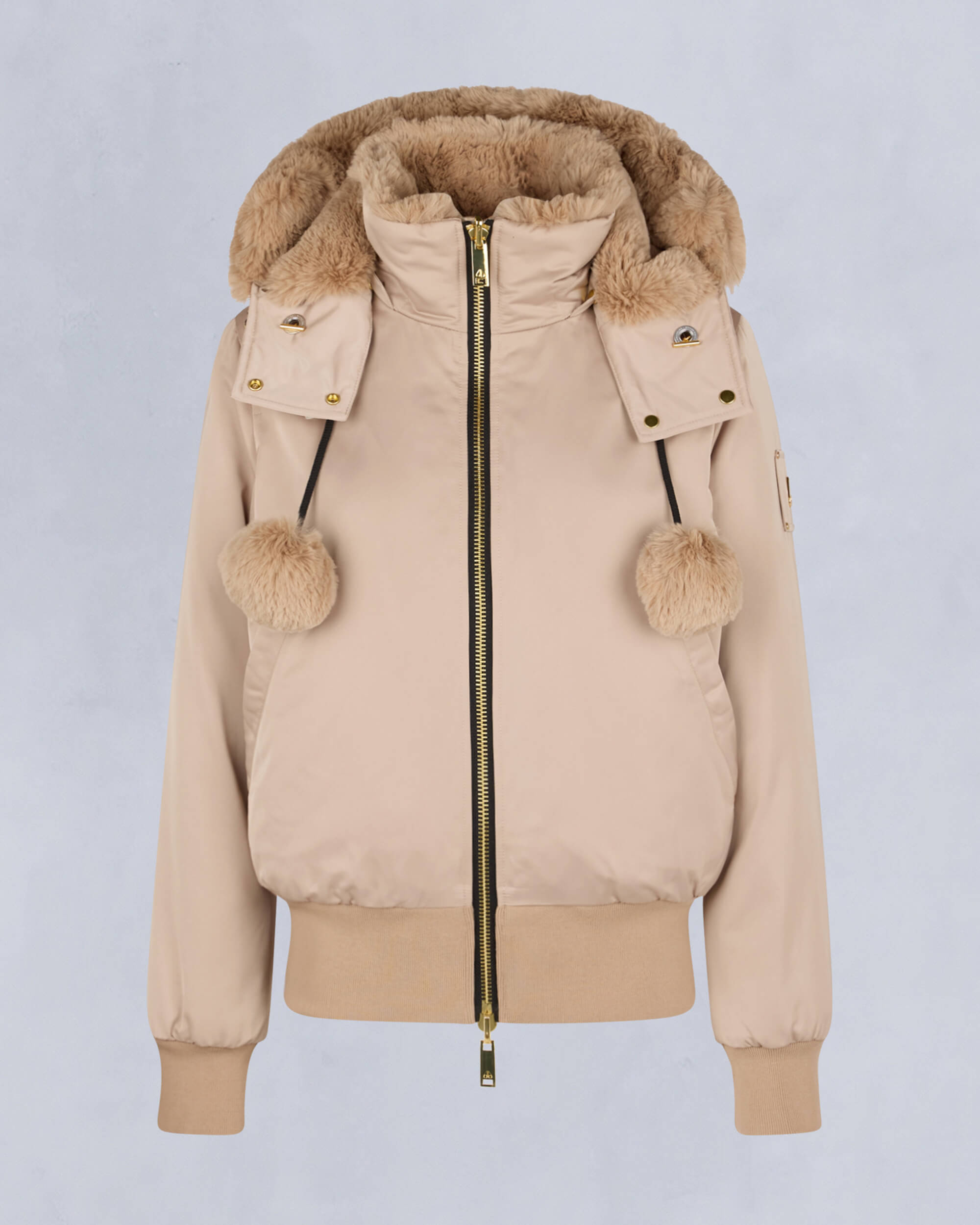 Moose Knuckles Womens Gold Series Debbie Bunny Bomber Jacket Champagne M34LB023G - GM