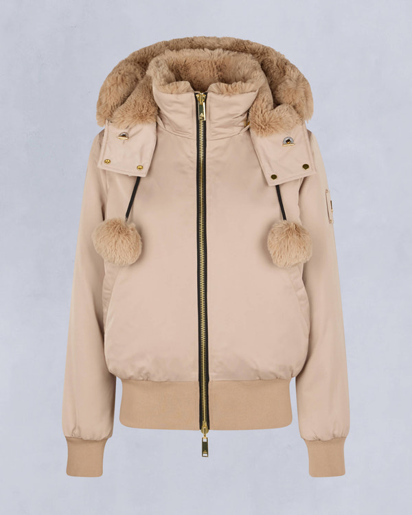Moose Knuckles Womens Gold Series Debbie Bunny Bomber Jacket Champagne M34LB023G - GM