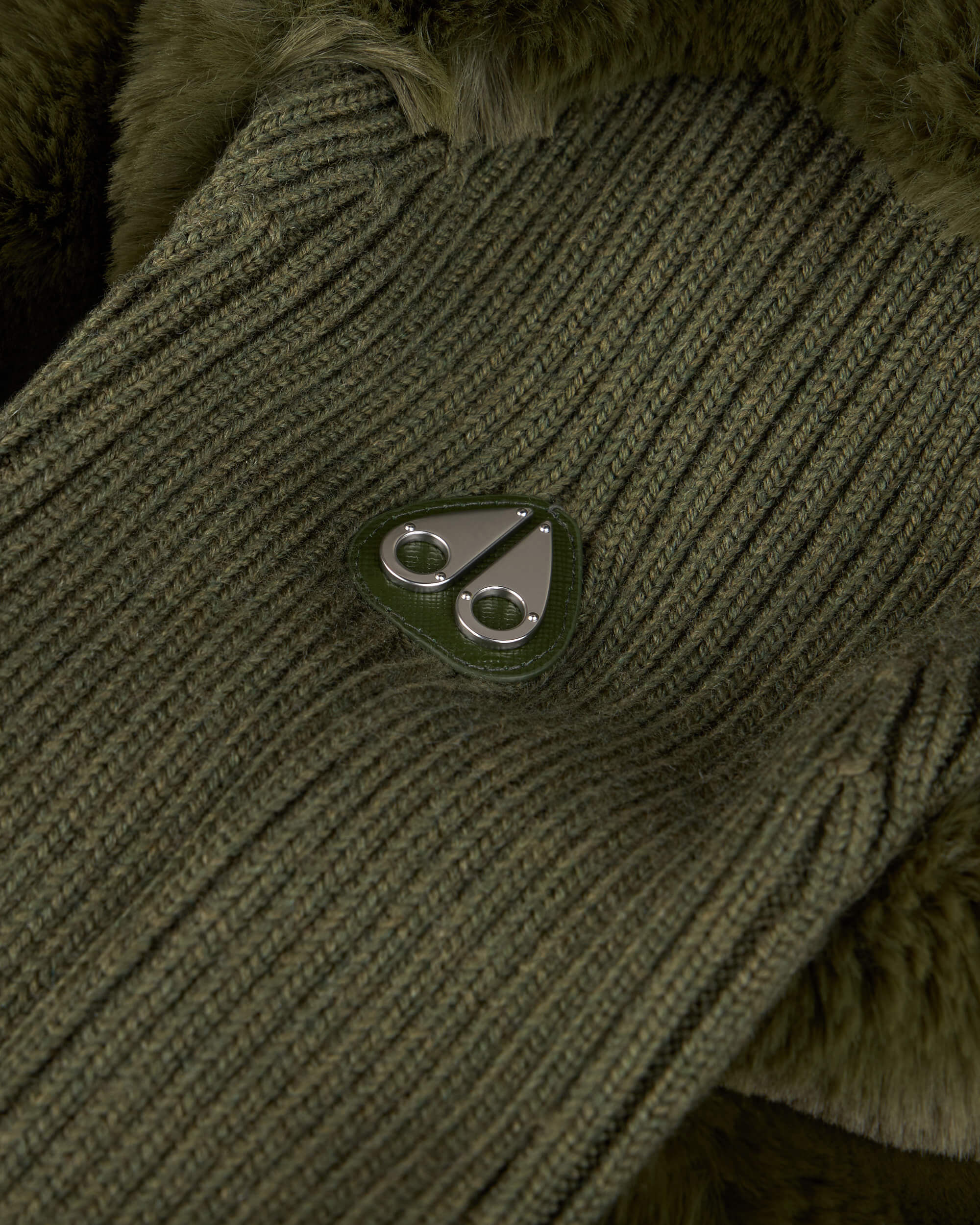 Moose Knuckles Womens Dua Bunny Wool Blend Sweater Moss M34LK656 Detail1