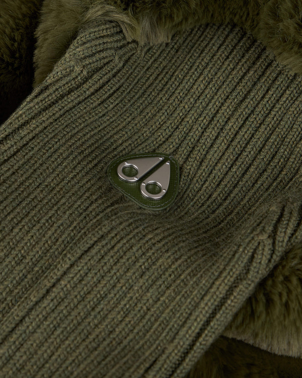 Moose Knuckles Womens Dua Bunny Wool Blend Sweater Moss M34LK656 Detail1