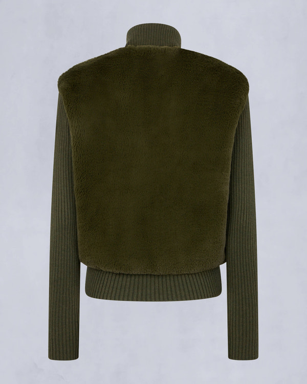 Moose Knuckles Womens Dua Bunny Wool Blend Sweater Moss M34LK656 Detail2