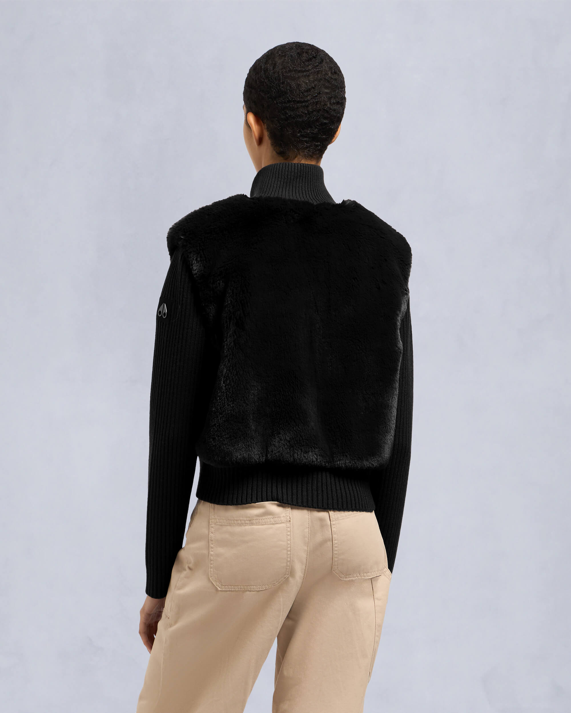 Moose Knuckles Womens Dua Bunny Wool Blend Sweater Black M34LK656 Back