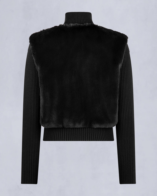 Moose Knuckles Womens Dua Bunny Wool Blend Sweater Black M34LK656 Detail2