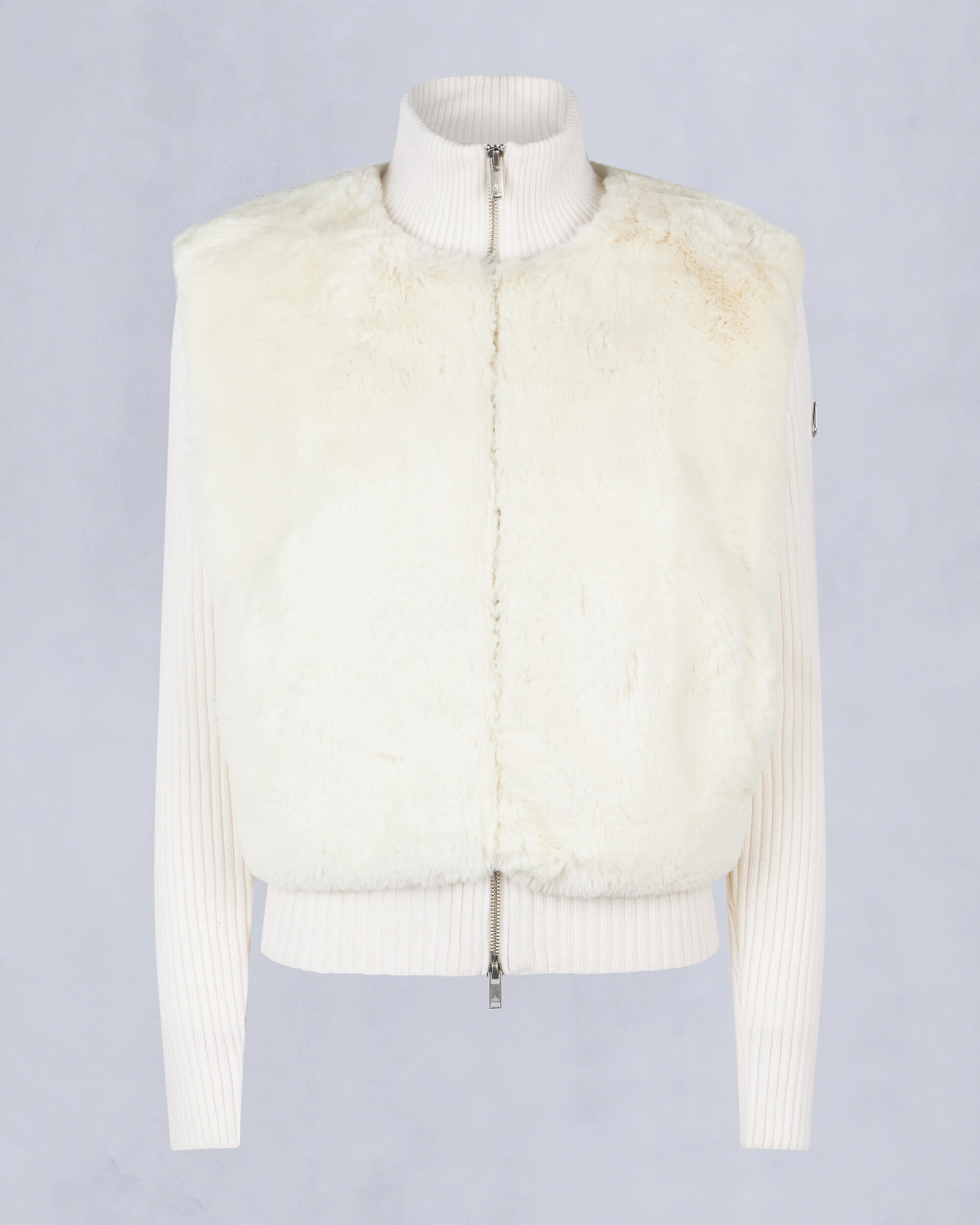 Moose Knuckles Womens Dua Bunny Wool Blend Sweater Milky Way M34LK656 - GM