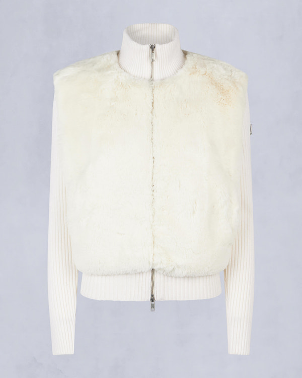 Moose Knuckles Womens Dua Bunny Wool Blend Sweater Milky Way M34LK656 - GM