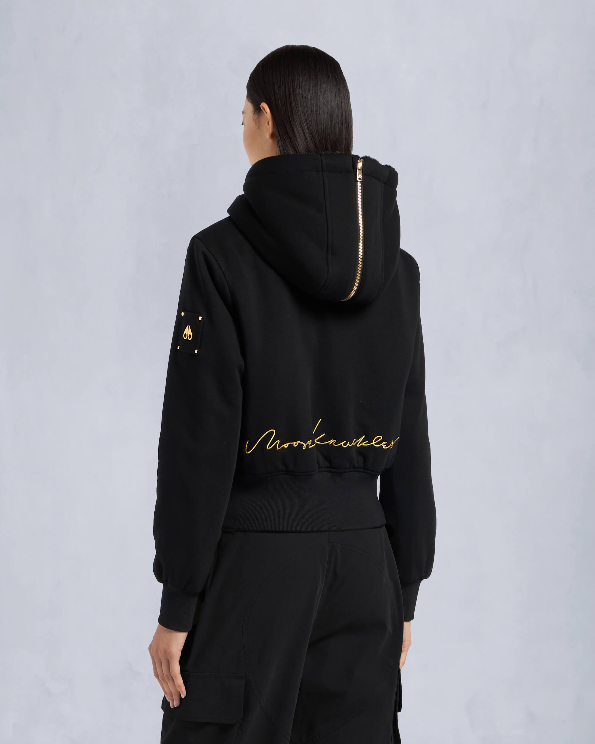 Moose Knuckles - M34LS601G - Gold Series Celestine Bunny - WOMENS - Black / Black Fox Fur - Back