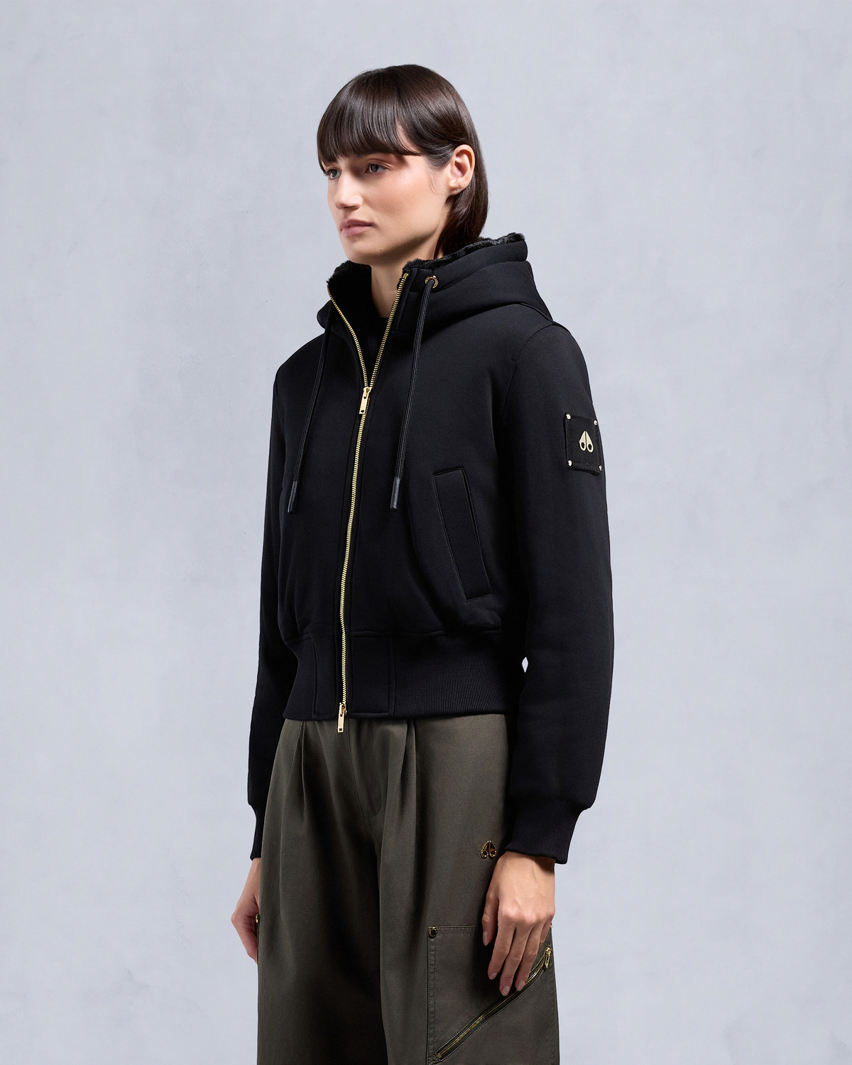 Moose Knuckles - M34LS601G - Gold Series Celestine Bunny - WOMENS - Black / Black Fox Fur - Front