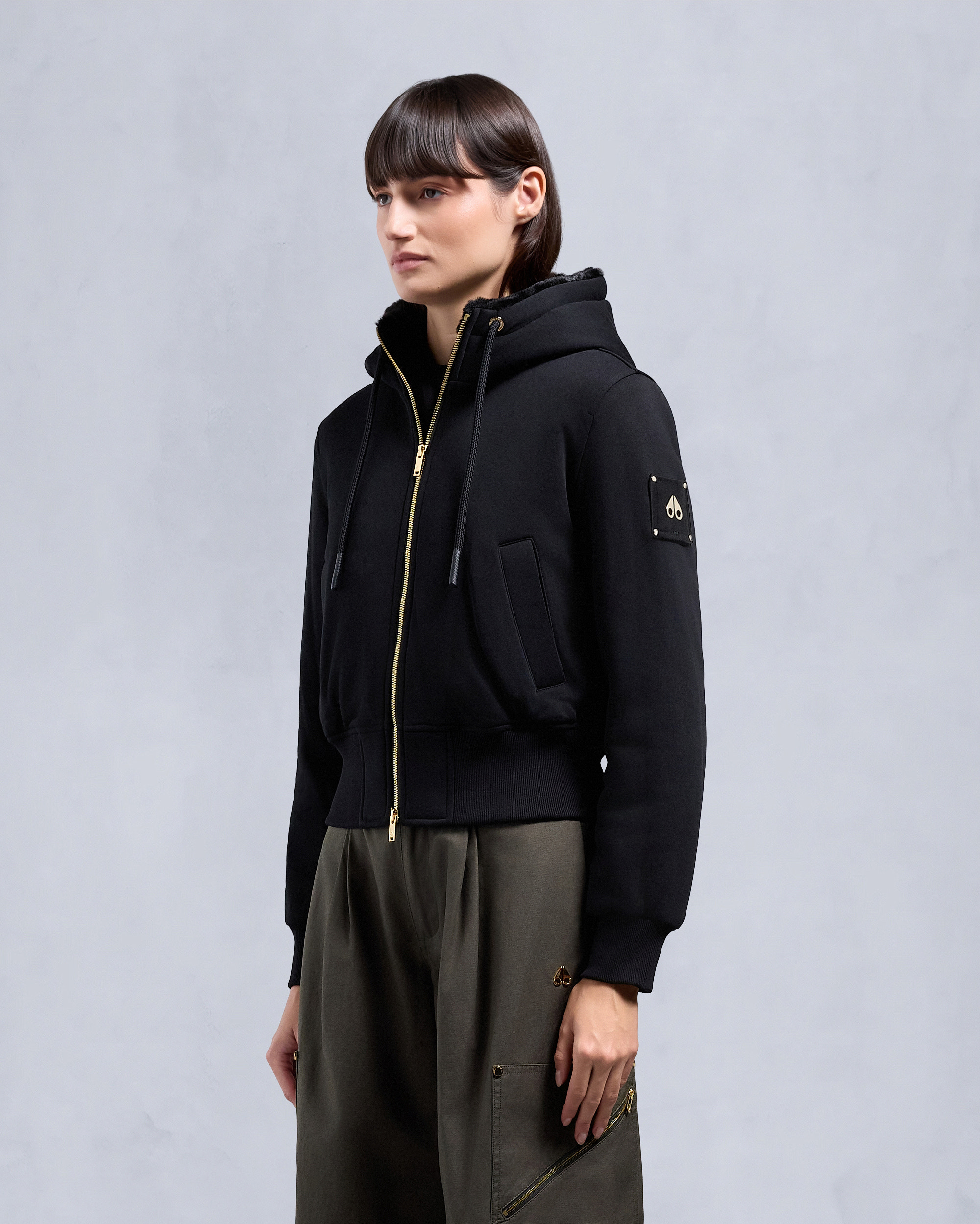 Moose Knuckles - M34LS601G - Gold Series Celestine Bunny - WOMENS - Black / Black Fox Fur - Front