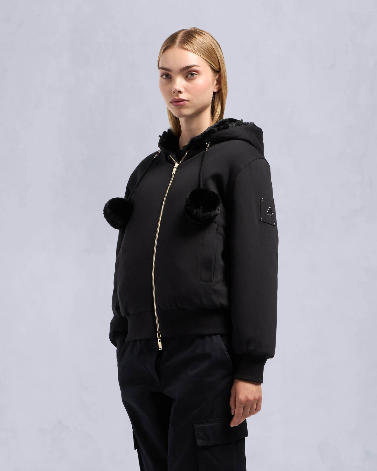 Moose Knuckles - M34LS611G - Gold Series Mealy Reversible Bunny - WOMENS - Black / Shiny Black - Front