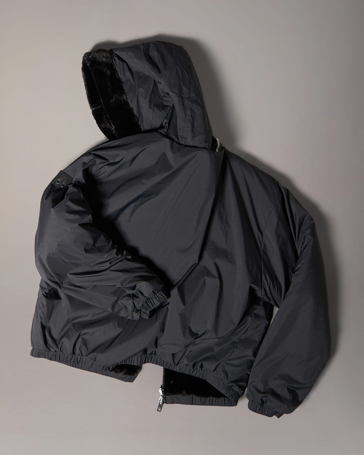 Moose Knuckles - M34LS652 - Eaton Bunny Reversible Hoodie - WOMENS - Black / Shiny Black - Detail10