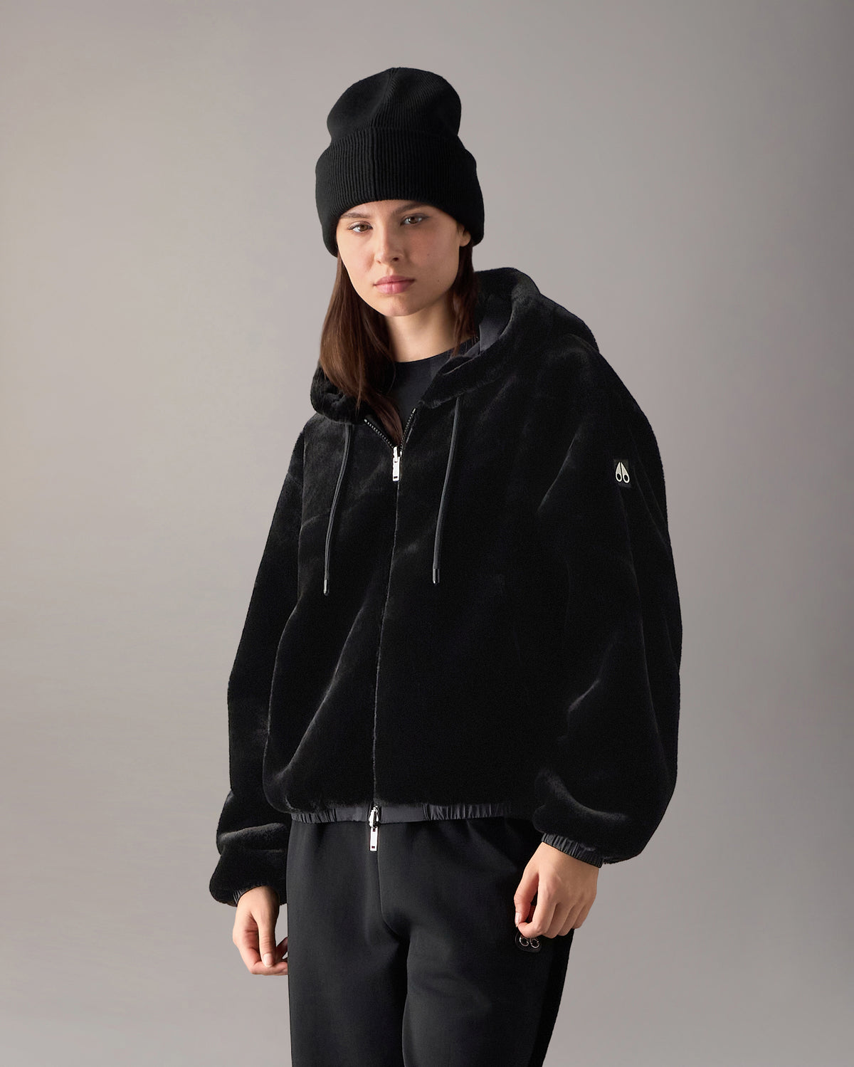 Moose Knuckles - M34LS652 - Eaton Bunny Reversible Hoodie - WOMENS - Black / Shiny Black - Detail6