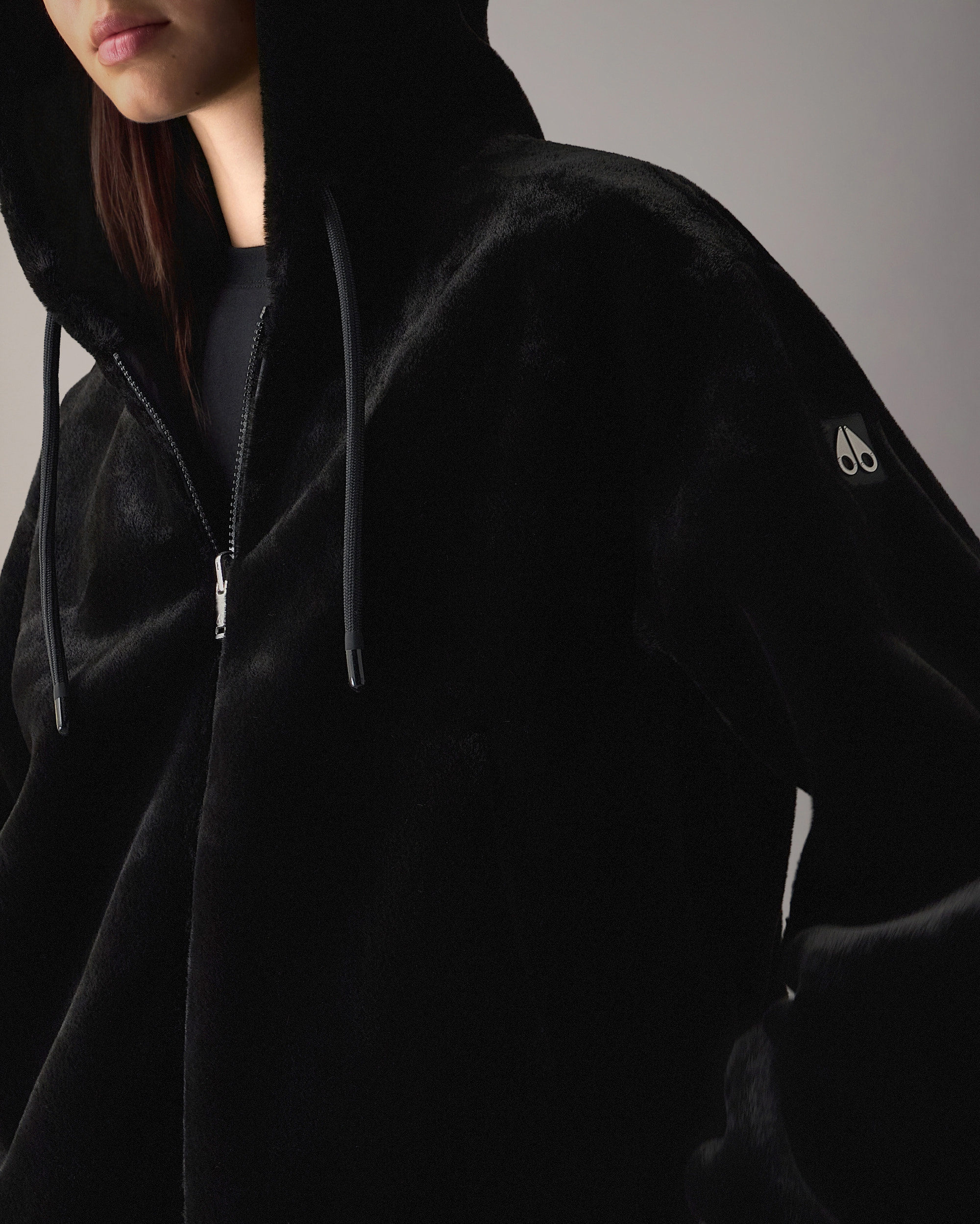 Moose Knuckles - M34LS652 - Eaton Bunny Reversible Hoodie - WOMENS - Black / Shiny Black - Detail9