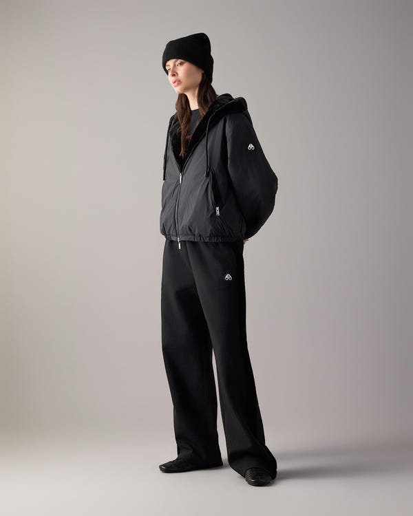 Moose Knuckles - M34LS652 - Eaton Bunny Reversible Hoodie - WOMENS - Black / Shiny Black - Front