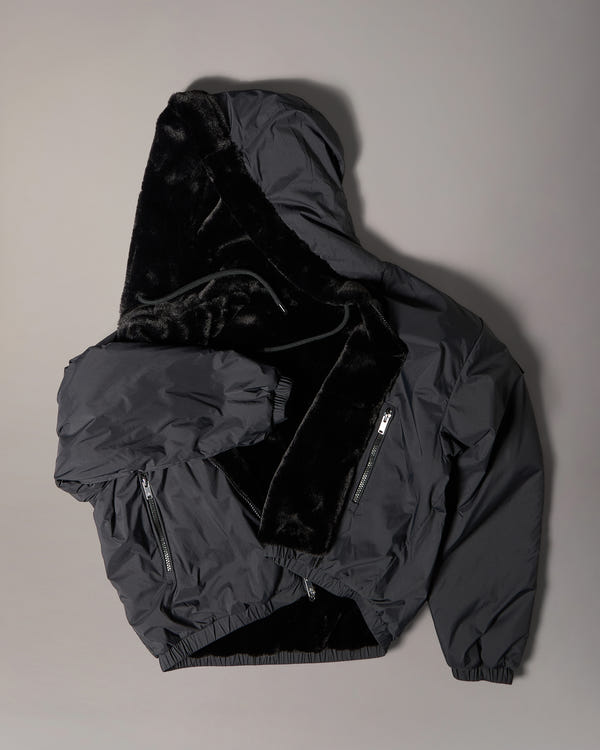 Moose Knuckles - M34LS652 - Eaton Bunny Reversible Hoodie - WOMENS - Black / Shiny Black - GM