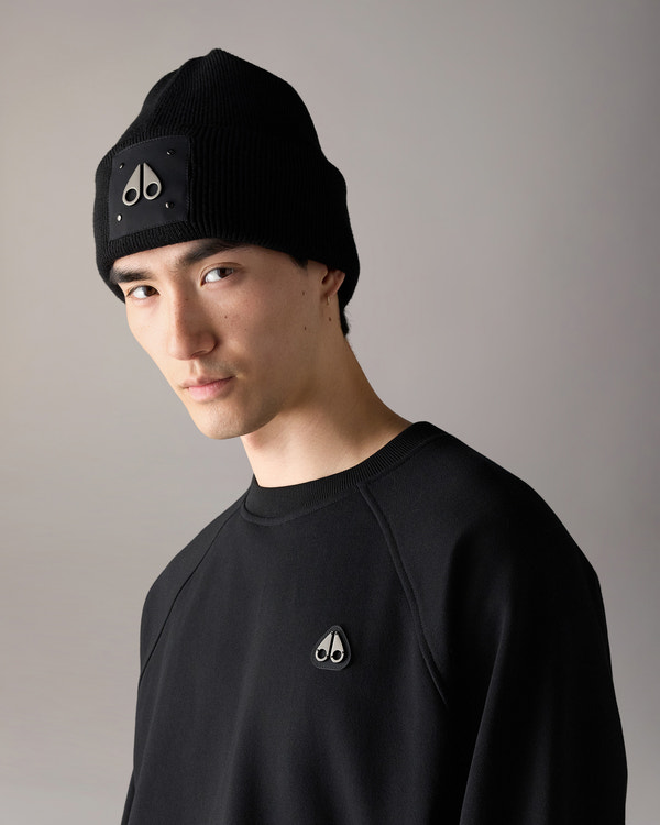 Moose Knuckles - M34MA574 - Logo Icon Wool Beanie - ACCESSORIES - Black - Front Category