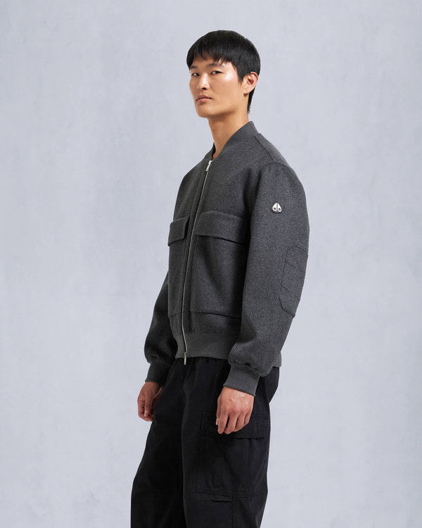 Moose Knuckles - M34MB046 - Alder Cashmere-Wool Bomber Jacket - MENS - Charcoal /black - Front