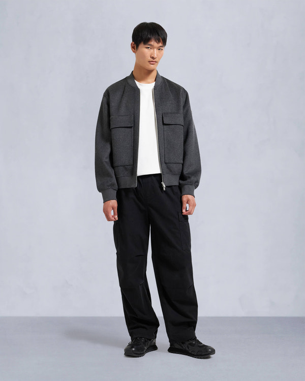 Moose Knuckles - M34MB046 - Alder Cashmere-Wool Bomber Jacket - MENS - Charcoal /black - Front Category